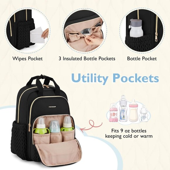 Versatile Large Diaper Bag with Insulated Pockets - Easy Carry Stroller Straps - Picture 4 of 6